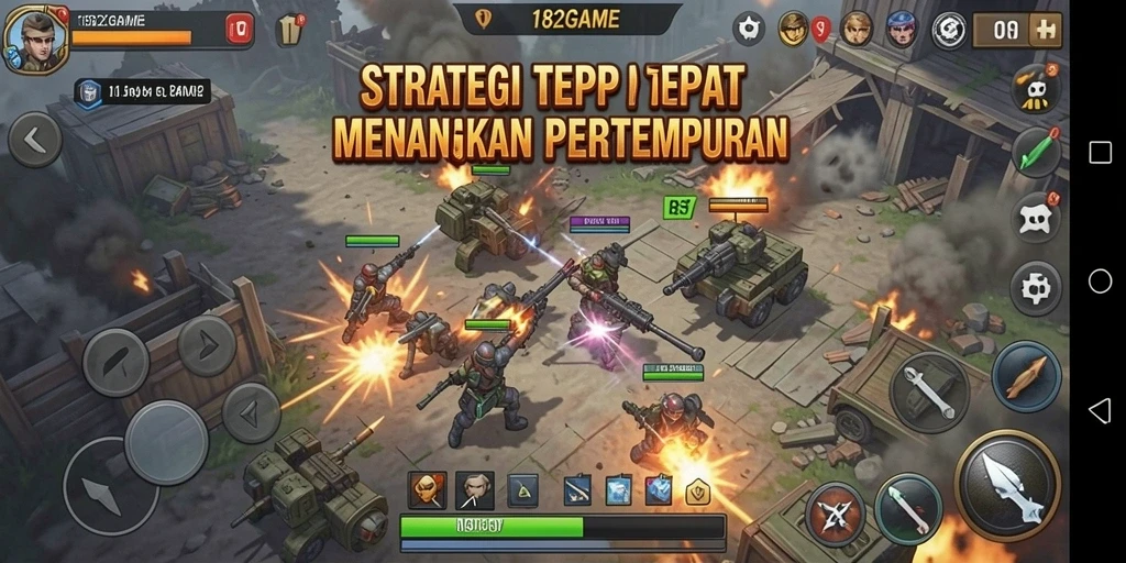 Screenshot utama menunjukkan aksi strategi yang mendebarkan di 182GAME.