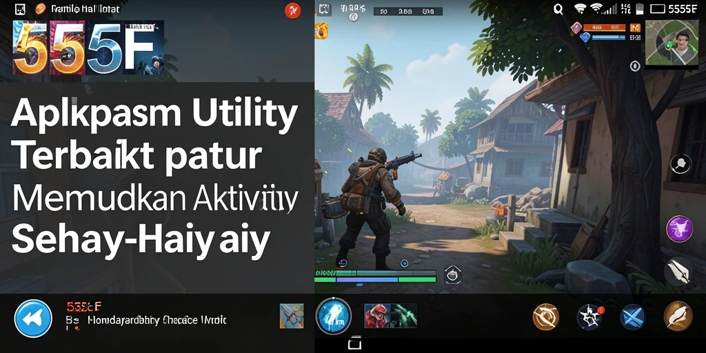 Screenshot 555F menampilkan antarmuka aplikasi Utility dengan fitur pengingat dan daftar tugas.