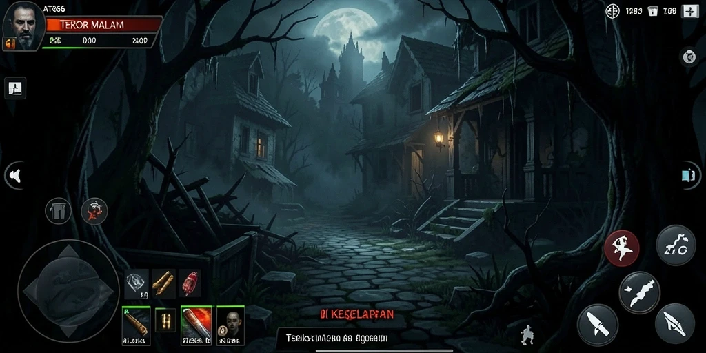 Screenshot gameplay mencekam dari AT866 dengan suasana Horror.