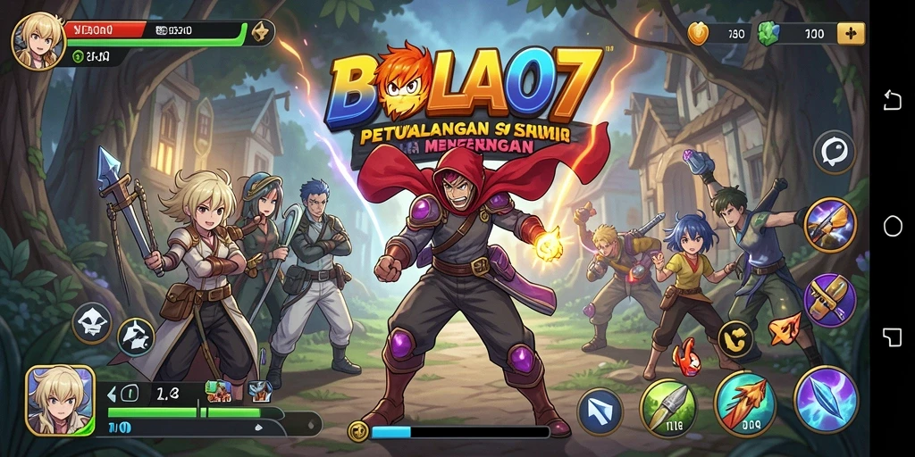 Tangkapan layar dari gameplay BOLA07 yang menampilkan karakter anime yang menarik.