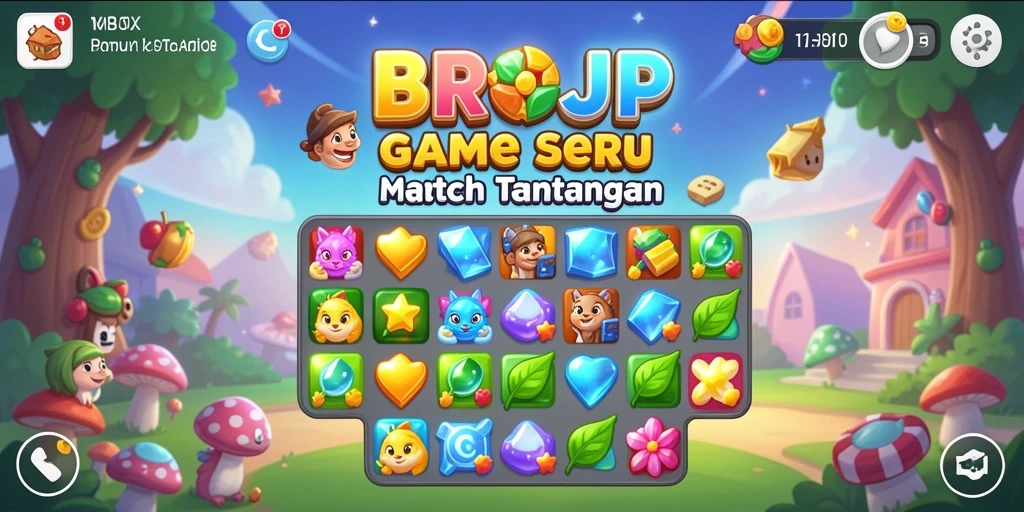 Screenshot utama BROJP menampilkan gameplay Match-3 yang seru.