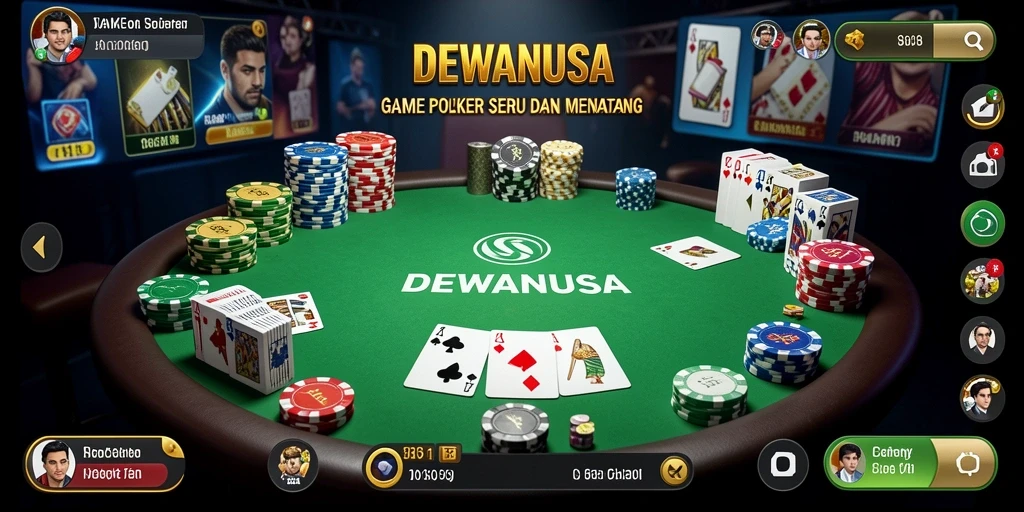 Tampilan menarik dari gameplay poker di DEWANUSA.