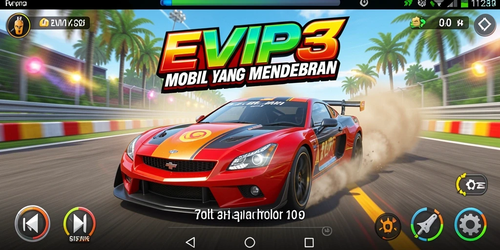Gameplay balapan seru dalam EVIP3 dengan mobil cepat.