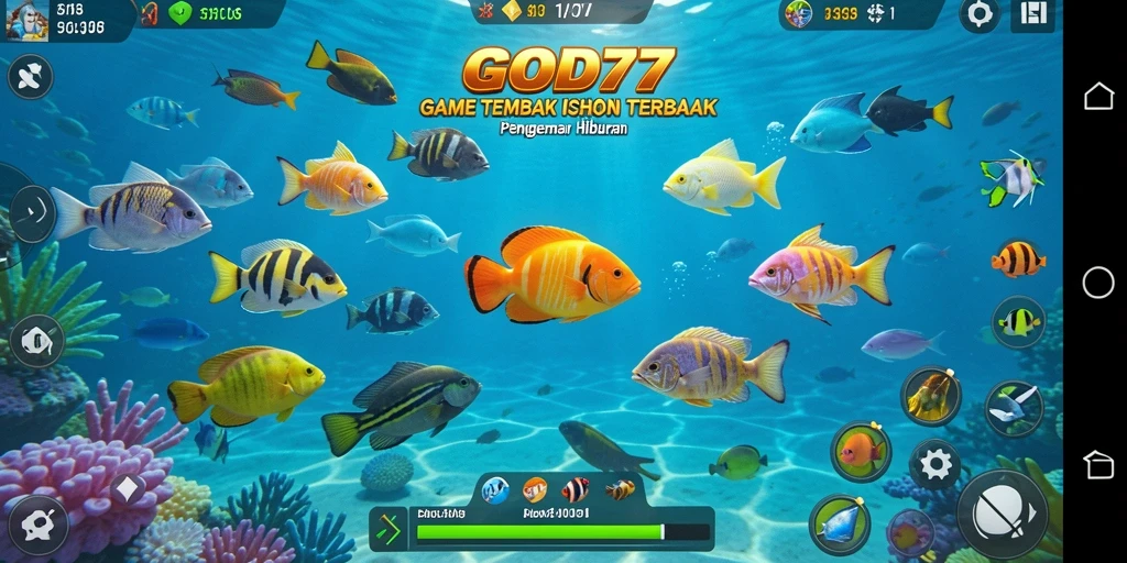 Screenshot gameplay Tembak Ikan yang seru dan penuh warna.