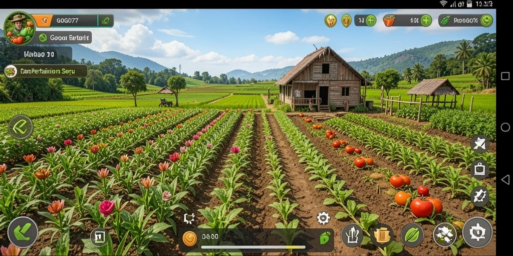 Tampilan gameplay menarik GOGO77 dengan berbagai kegiatan berkebun.