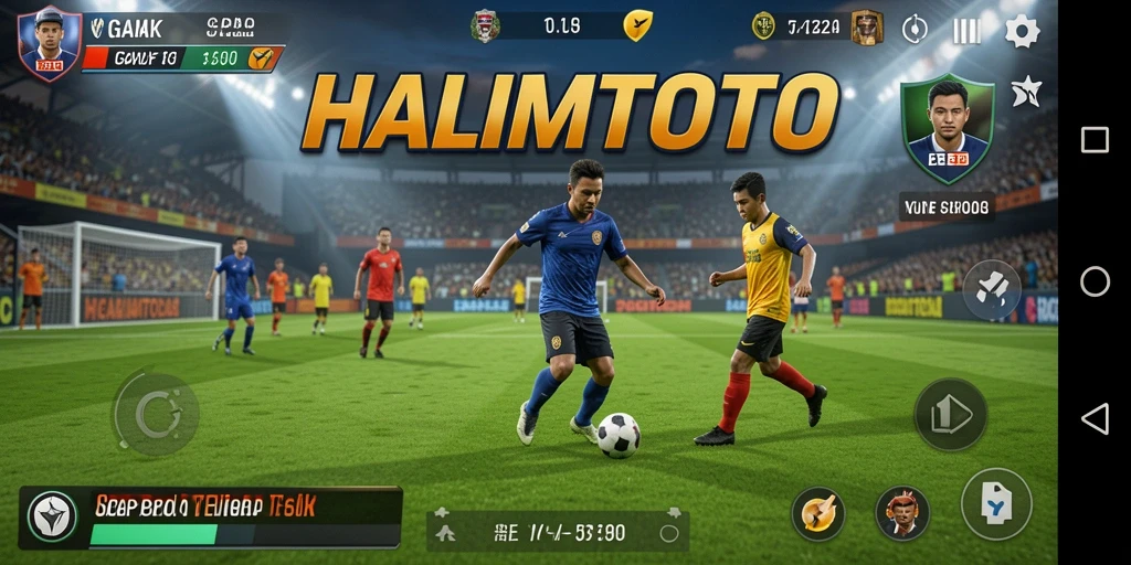 Tangkapan layar HALIMTOTO menampilkan aksi menegangkan dalam permainan sepak bola.