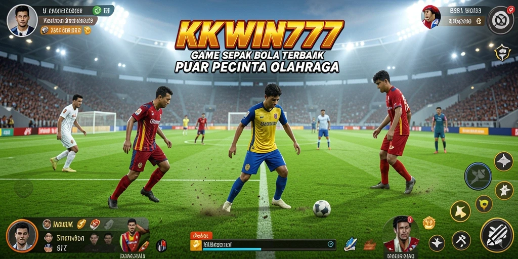 Tampilan gameplay seru dalam KKWIN777 dengan aksi sepak bola yang mendebarkan.