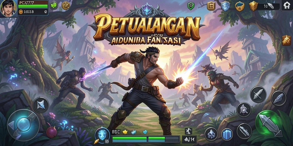 Screenshot utama PCX777 menampilkan aksi pertarungan yang mendebarkan.
