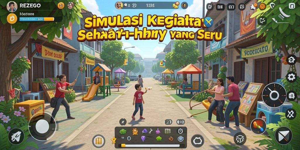 Tampilan gameplay REZEGO yang menarik dan penuh warna.