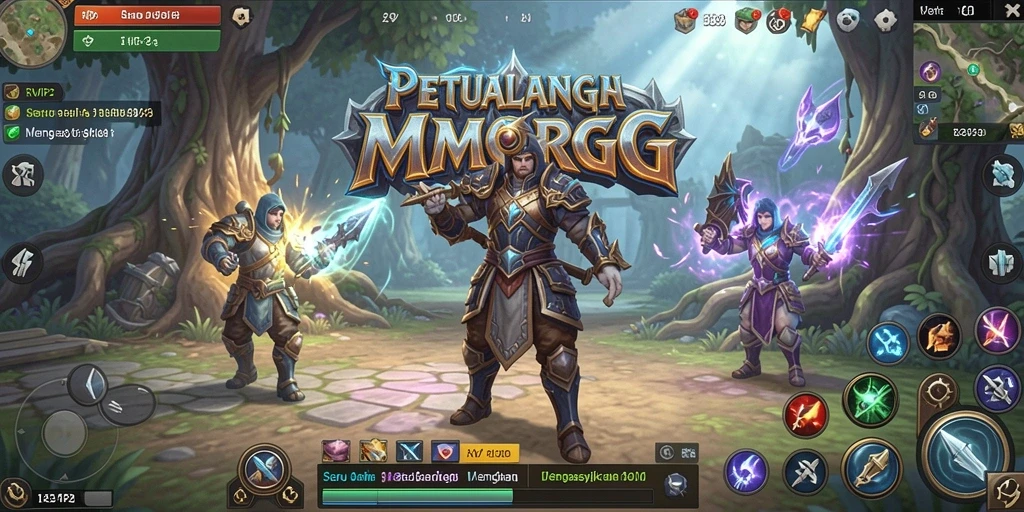 Tangkapan layar menampilkan aksi seru dalam petualangan MMORPG.